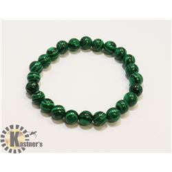 #4-MALACHITE BEAD BRACELET 7.5"/8MM