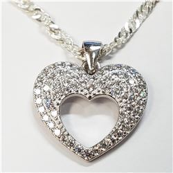SILVER CUBIC ZIRCONIA HEART SHAPE NECKLACE
