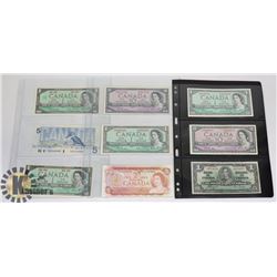 LOT OF 9 CANADA BANK NOTES, MIX OF YEARS