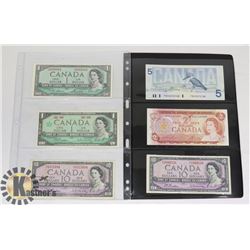 LOT OF 6 CANADA BANK NOTES, MIX OF YEARS