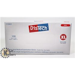 BOX OF DISTECH VINYL MEDICAL EXAMINATION GLOVES