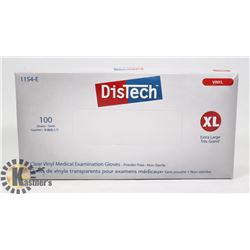 BOX OF DISTECH VINYL MEDICAL EXAMINATION GLOVES