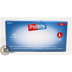 BOX OF DISTECH VINYL MEDICAL EXAMINATION GLOVES