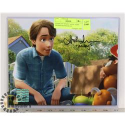 PIXAR TOY STORY "ANDY" JOHN MORRIS SIGNED 8X10 P