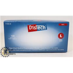 BOX OF DISTECH VINYL MEDICAL EXAMINATION GLOVES