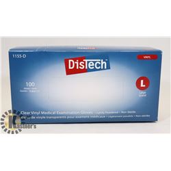 BOX OF DISTECH VINYL MEDICAL EXAMINATION GLOVES