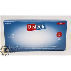 BOX OF DISTECH VINYL MEDICAL EXAMINATION GLOVES