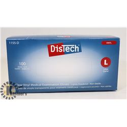 BOX OF DISTECH VINYL MEDICAL EXAMINATION GLOVES