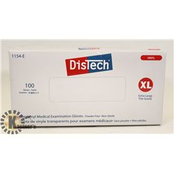 BOX OF DISTECH VINYL MEDICAL EXAMINATION GLOVES