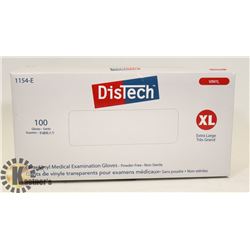 BOX OF DISTECH VINYL MEDICAL EXAMINATION GLOVES