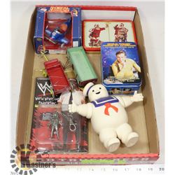 FLAT OF COCA COLA, GHOSTBUSTERS, 1940'S TOYS