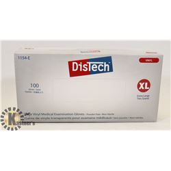 BOX OF DISTECH VINYL MEDICAL EXAMINATION GLOVES