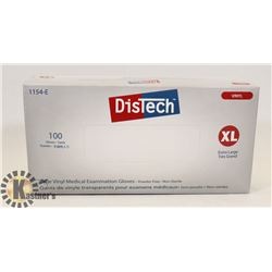 BOX OF DISTECH VINYL MEDICAL EXAMINATION GLOVES