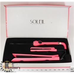 SOLEIL FULL SET PINK CURLING IRON, FLAT IRON AND