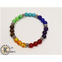 #150- 7 CHAKRA BEAD BRACELET/ 8mm/ 7.5"