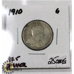 1910 KING EDWARD CANADIAN QUARTER
