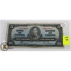 1937 FIVE DOLLAR BILL