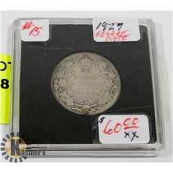 1927 CANADIAN KING GEORGE V SILVER QUARTER