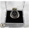 Image 1 : SILVER TONE MASONIC RING, ROUND FACE, SIZE 9