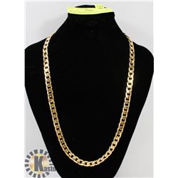 MENS ORNATE FLAT LINK GOLD PLATED NECKLACE