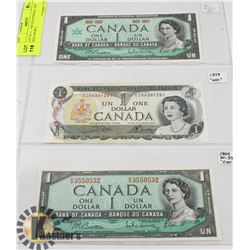 LOT OF 3 -  1967 CENTENNIAL ONE DOLLAR BILL