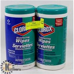 2 PACK CLOROX WIPES, 75 PER PACK