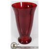 Image 1 : CRANBERRY COLORED GLASS VASE APPROX 12" TALL