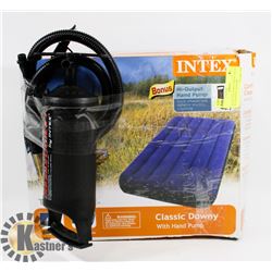 INTEX TWIN DOWNY AIR MATTRESS WITH MANUAL AIR PUMP