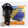 Image 1 : INTEX TWIN DOWNY AIR MATTRESS WITH MANUAL AIR PUMP