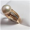 Image 1 : 38) 14K ROSE & WHITE GOLD DIAMOND & PEARL RING,