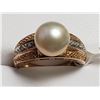 Image 2 : 38) 14K ROSE & WHITE GOLD DIAMOND & PEARL RING,