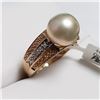 Image 3 : 38) 14K ROSE & WHITE GOLD DIAMOND & PEARL RING,