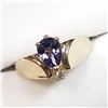 Image 2 : 59) 14K YELLOW GOLD TANZANITE & DIAMOND RING,