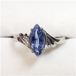 55) 14K WHITE GOLD SAPPHIRE RING,