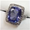 Image 2 : 42) 14K WHITE GOLD TANZANITE& DIAMOND RING,