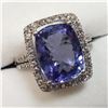 Image 3 : 42) 14K WHITE GOLD TANZANITE& DIAMOND RING,