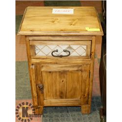 WOODEN SIDE TABLE WITH TILE ACCENT 18 X 14 X 25"