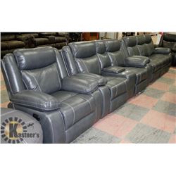 NEW GREY SALEM LEATHER-AIR RECLINING DROP