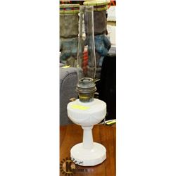 ANTIQUE ALADDIN LAMP MILK GLASS, WASHINGTON DRAPE