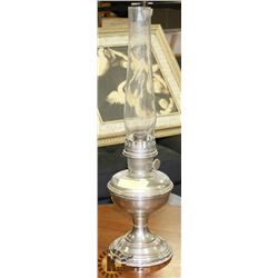 ANTIQUE NICKEL PLATED ALADDIN LAMP WITH CHIMNEY