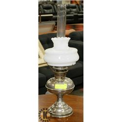 FANCY RAYO NICKEL PLATED LAMP WITH SHADE 26" H