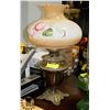 Image 1 : LARGE ORNATE 1800'S BRASS OIL LAMP WITH LAMP SHADE