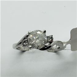 33) 14K WHITE GOLD DIAMOND RING,