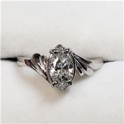52) 14K WHITE GOLD DIAMOND SOLITAIRE RING,