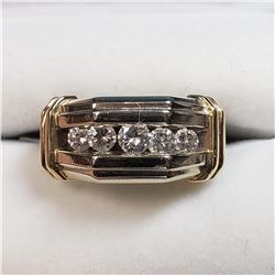 43) 14K WHITE & YELLOW GOLD MENS DIAMOND RING,