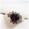 Image 2 : 45) 14K WHITE & YELLOW GOLD GARNET & DIAMOND RING,
