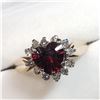 Image 3 : 45) 14K WHITE & YELLOW GOLD GARNET & DIAMOND RING,