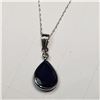 Image 1 : 36) 14K WHITE GOLD SAPPHIRE & DIAMOND PENDANT W/