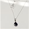 Image 2 : 36) 14K WHITE GOLD SAPPHIRE & DIAMOND PENDANT W/