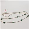 Image 3 : 39) 10K YELLOW GOLD EMERALD NECKLACE,